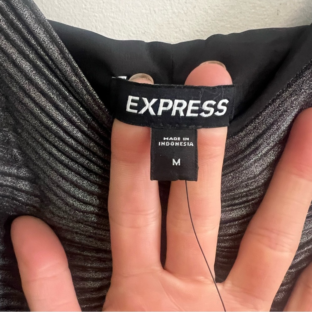 Express Metallic Black Pleated Mini Dress - Picture 8 of 10